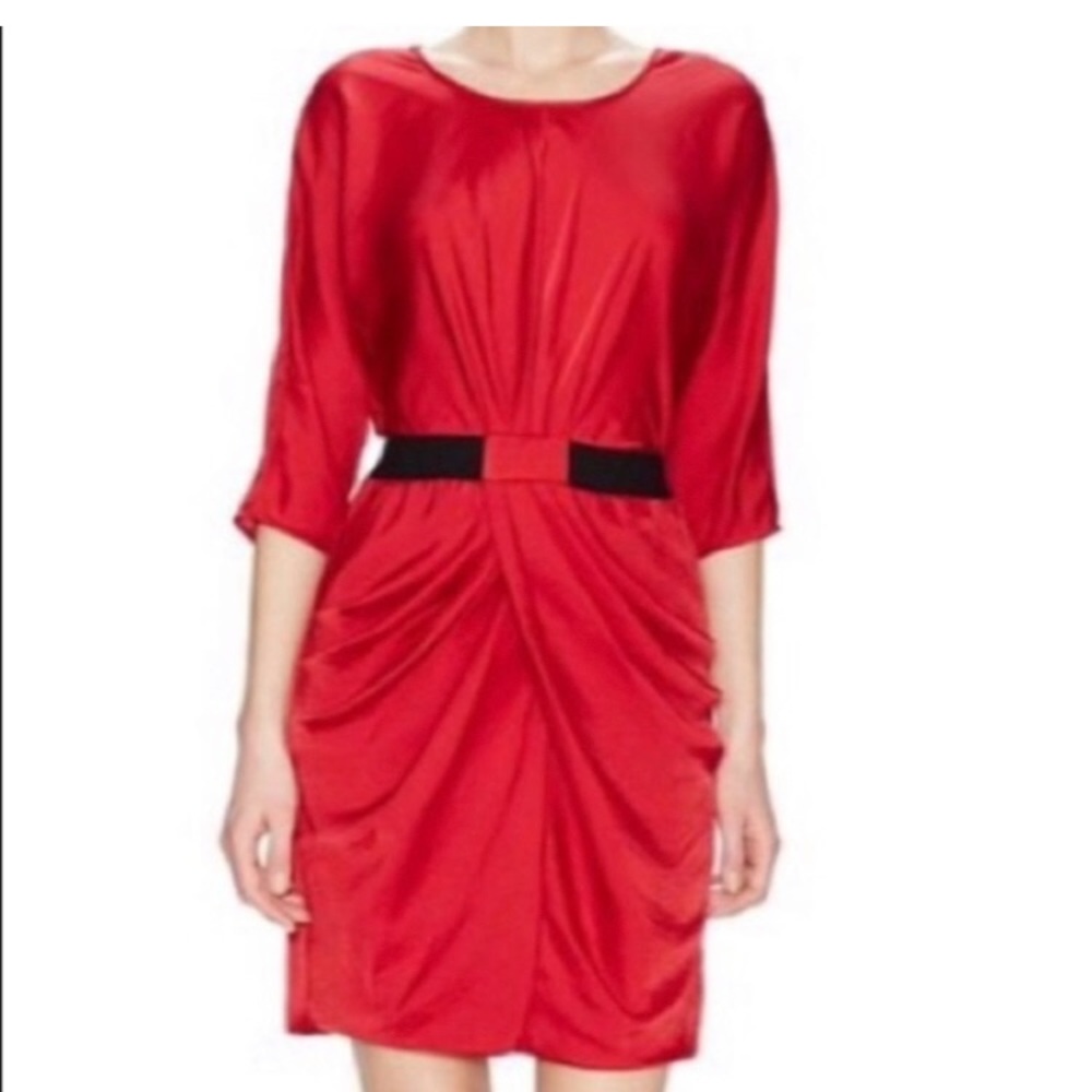 NWT BCBG MaxAzria Iselin Red Drape Front Dress